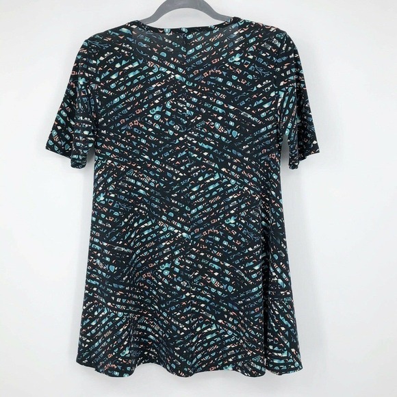 Lularoe Perfect T Shirt Multicolor Floral & Stripe Size XXS Tunic Short Sleeve - Picture 5 of 12